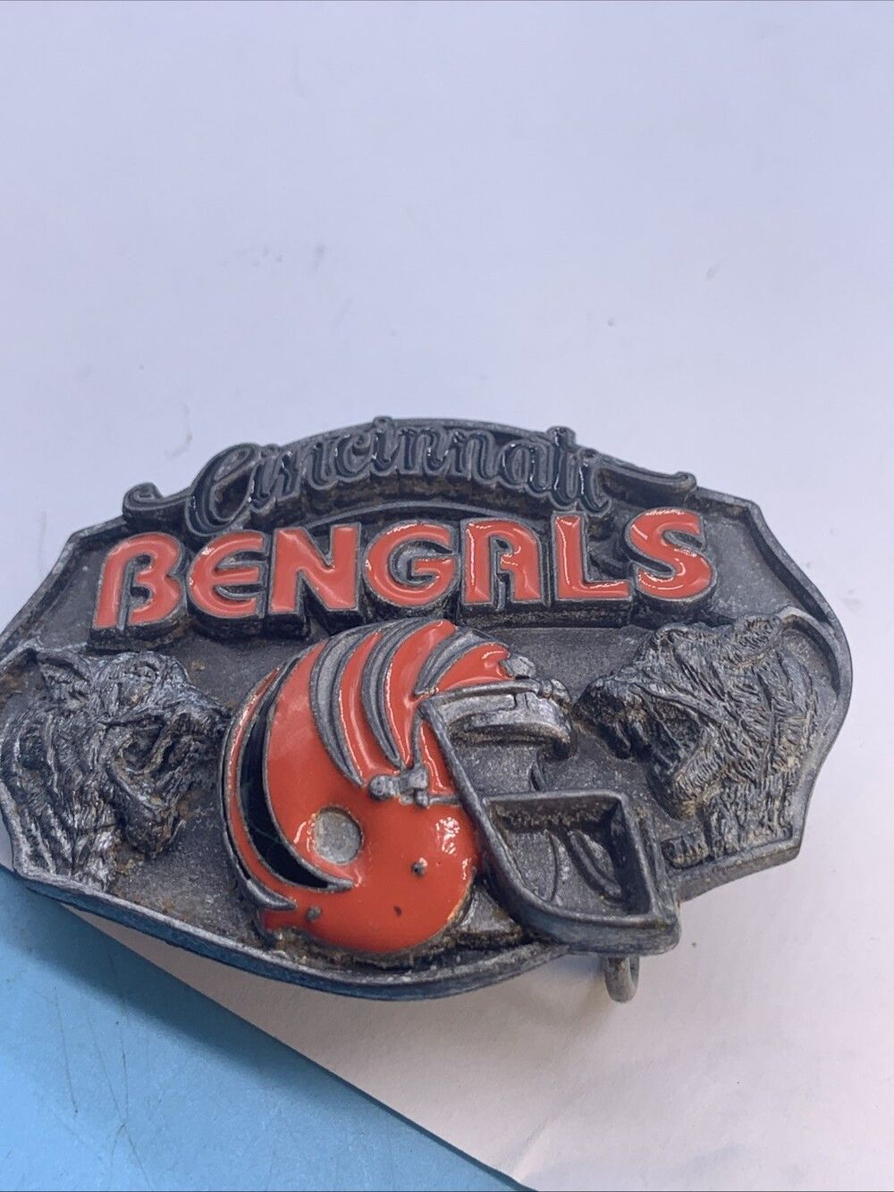Vtg. Cincinnati Bengals Football Pewter Belt Buckle (O-14)